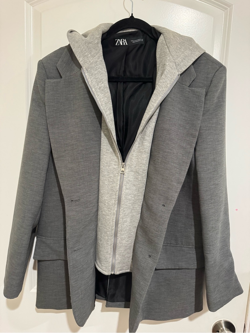 Zara Gray Blazer with Light Gray Hooded Insert